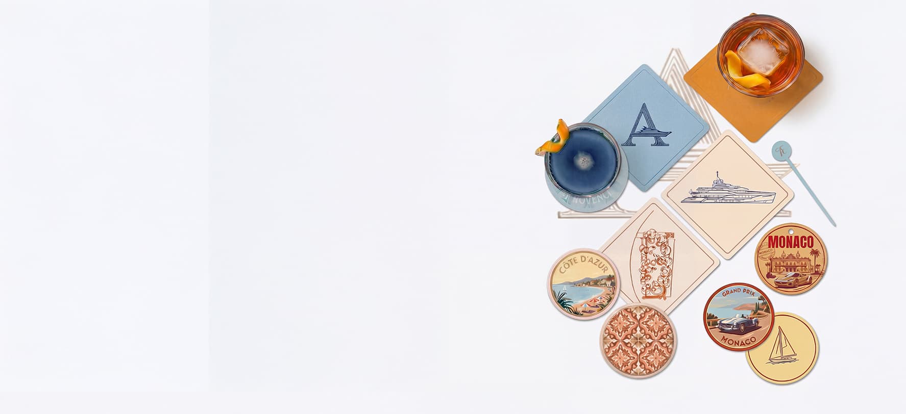 Armada Club coasters and cocktails