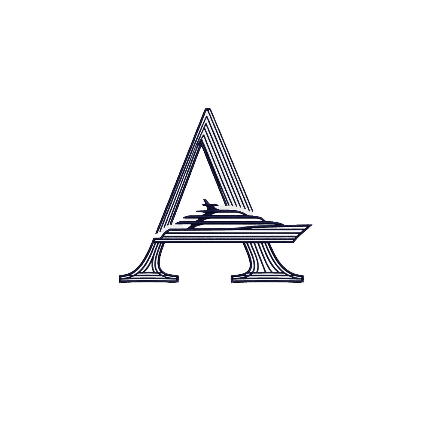 Armada — the engraved A monogram with superyacht silhouette